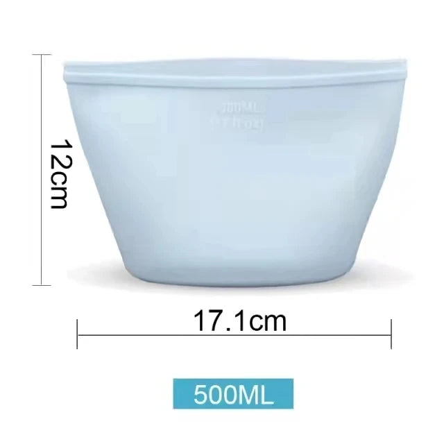 1Pc 500ml/1000ml/1500ml Silicone food storage bag reusable self-supporting zipper bag leakproof container fresh-keeping bag food